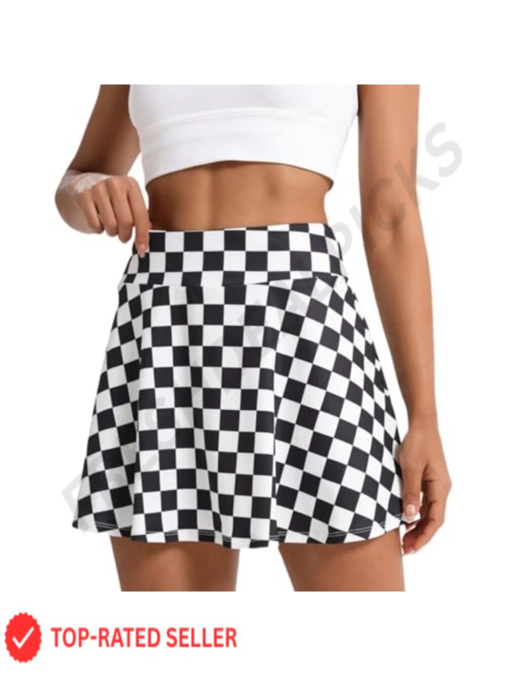 Pleated Athletic Skort with Built-in Shorts Pocket High Waisted Golf Tennis
